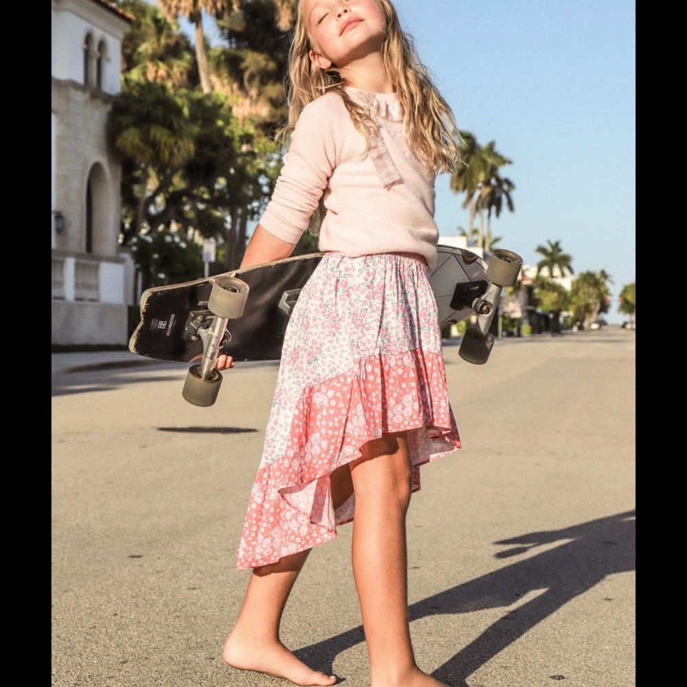 LoveShackFancy Pink and White Kids Casual Dress